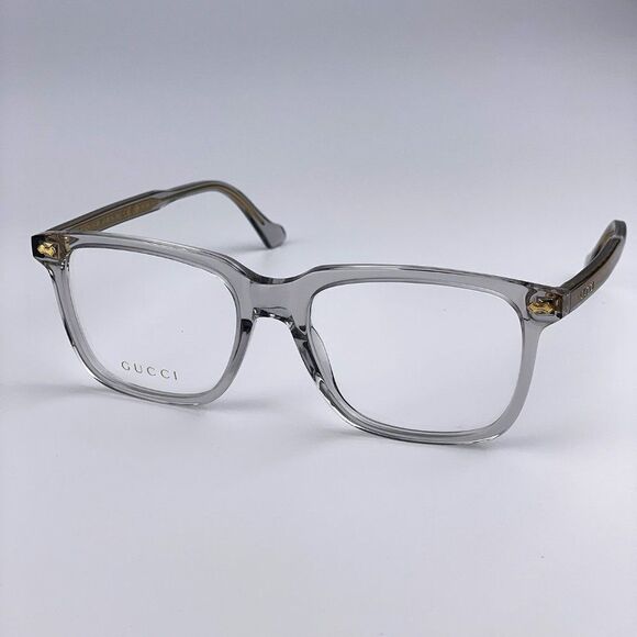 NEW GUCCI LOGO GG0737O 016 Clear Gray Rectangle Men Eyeglasses - Picture 7 of 13